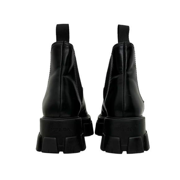 Prada Monolith Platform Lug Sole Black Leather Chelsea Boot  EU 37.5 / US 7.5 - Picture 7 of 11